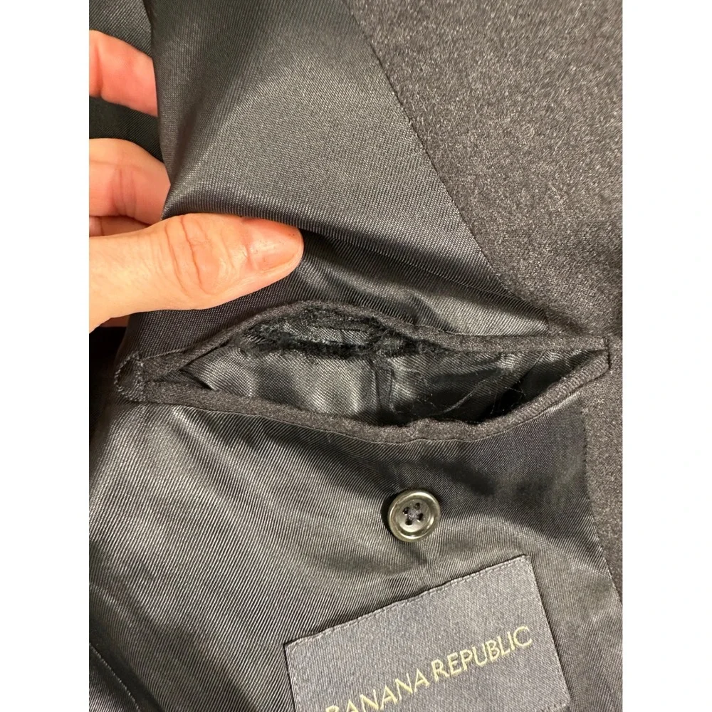 Banana Republic‎ Mens 42R Wool Blazer Charcoal Gray 2 Button Suit Jacket